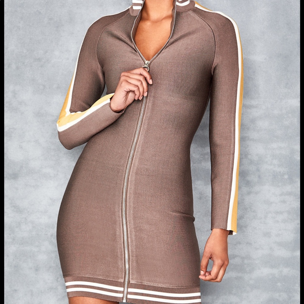 ‘Adorable’ zip up long sleeve bandage mistress rocks house of cb dress